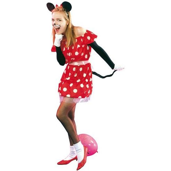 Déguisement Minnie pour femme souris noire et rouge adulte