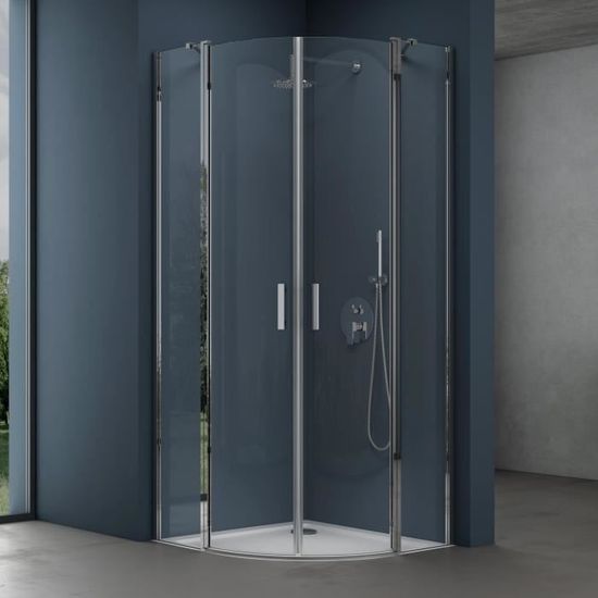 Cabine de douche pare-douche douche en quart de cercle 100x100x195cm Ravenna52K avec verre transparent et verre de securite de 6mm