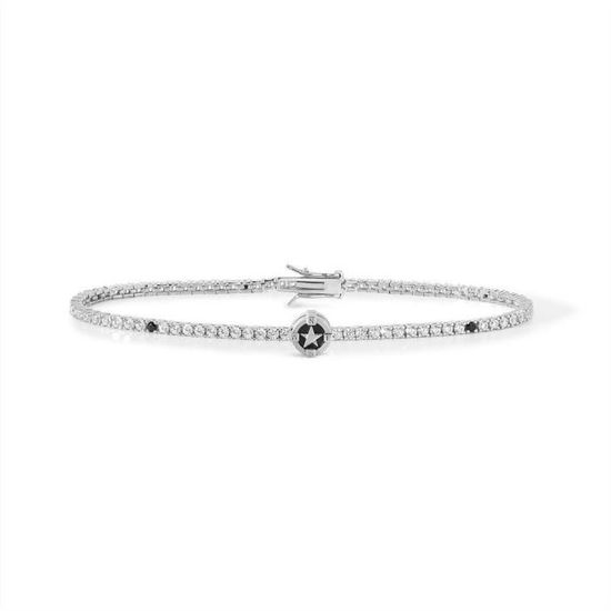 Schöner-SD Bracciale Tennis A Tre File In Argento 925 Con Zirconi – Placcato Rodio, 17 Cm + 3 Cm Di Estensione, Regolabile, Made In Europe
