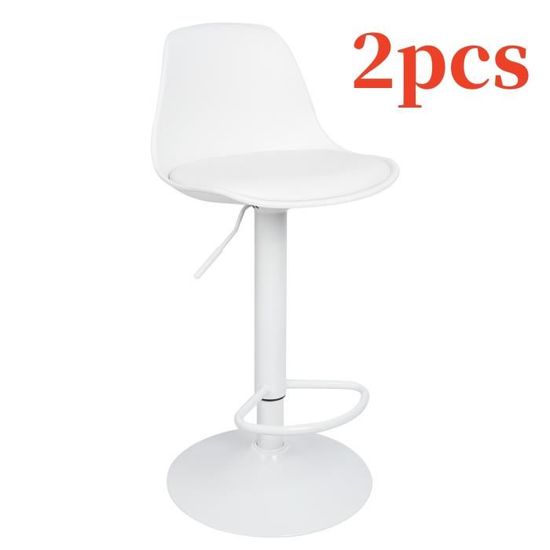 2 Tabourets De Bar HUOLE Réglables Et Rotatifs - Avec Dossier Et Repose-Pieds, Cuir PU | Noir