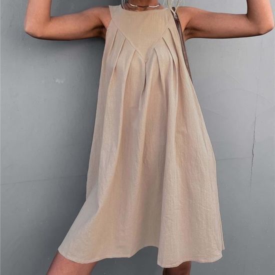 Robe Débardeur Décontractée Robe De Plage Moulante Col En V Sans