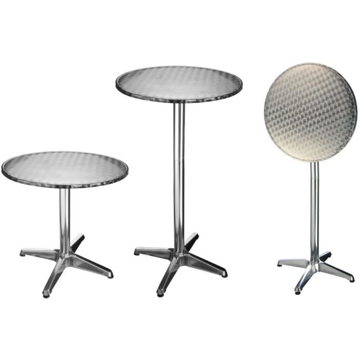 Moderne - Table de bistro de jardin, Table de Bar, Table de Balcon pliable Aluminium Rond 60 x 60 x (58-115) cm7532