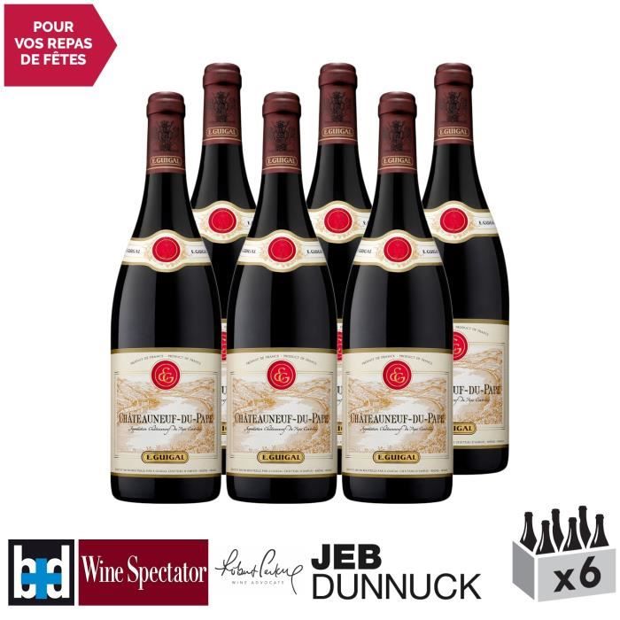 Châteauneuf-du-Pape Rouge 2016 - Lot de 6x75cl - Maison Guigal - Vin AOC Rouge de la Vallée du Rhône - 16.5-20 Bettane Desseauve -