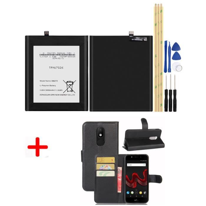 Pour WIKO Wim Lite Batterie 3000mAh Battery de téléphone portable Batteries+5.0 Pouce WIKO Wim Lite Coque Étui téléphone noir