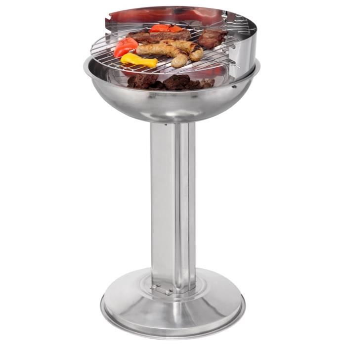 Barbecue acier affiné inoxydable chromé jardin gril rond Tepro Laguna 1080