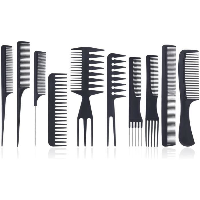 Peignes Peignes Kit de Coiffure - Meersee Set 10 Peigne Fibre Carbone Professionnel pour Salon Coiffure Barbe Cheveux 43537