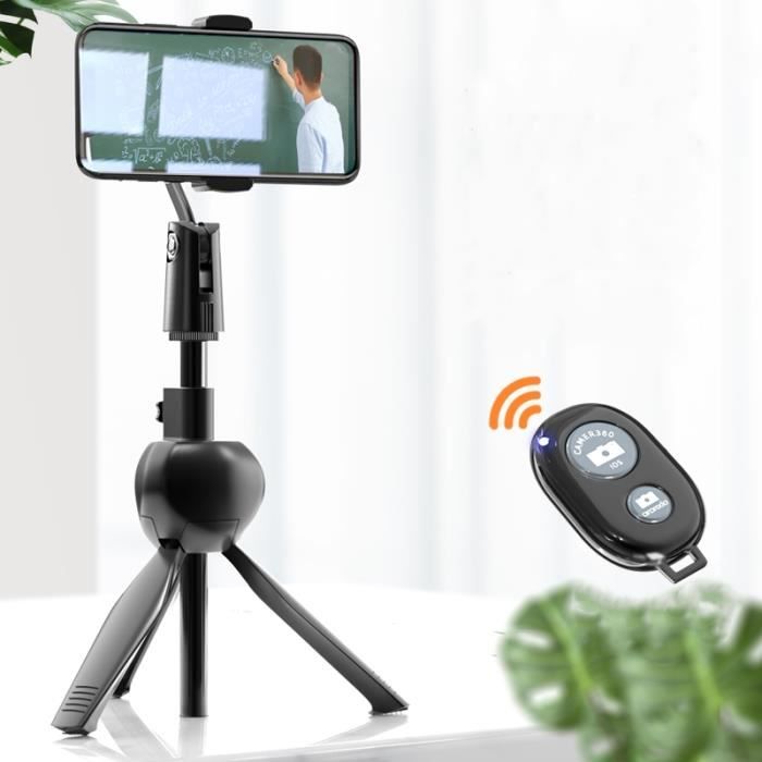 Trépied Smartphone Bluetooth Perche à Selfie Support Smartphone 360° Réglable - Noir