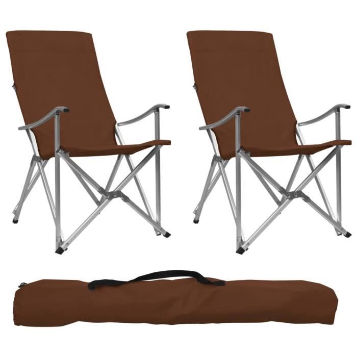 Lot de 2 Chaises de camping pliables - Fauteuil camping Marron