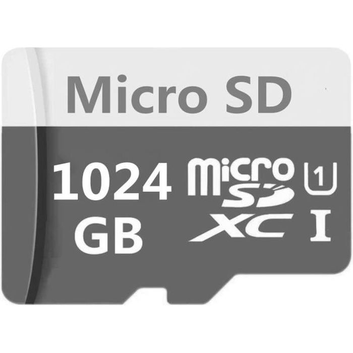 Carte mémoire Micro SD SDXC 128 Go / 256 Go / 400 Go / 512 Go / 1024 Go High Speed Class 10 avec Adaptateur Gratuit (1024go-3)