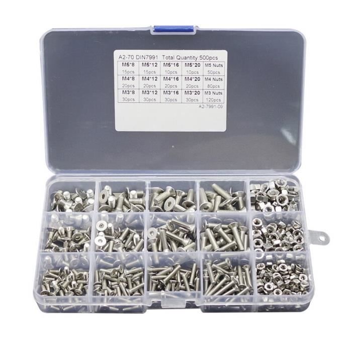 500 pcs-Lot M3 M4 M5 acier inoxydable 304 six pans creux tête capuchon vis à douille vélo boulon hexagonal écr*ES2847