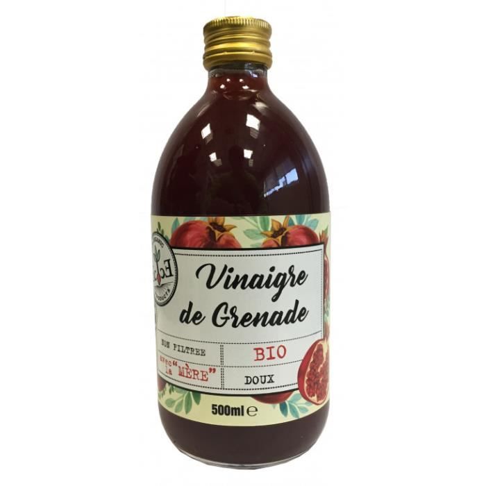 Vinaigre de grenade doux bio non filtré avec la mère 0.5l - Ecovinal