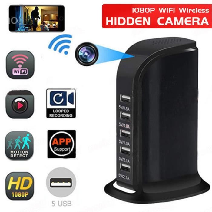 Caméra cachée WIFI 1080p Caméra de sécurité Enregistreur vidéo + 5 chargeur rapide de port USB