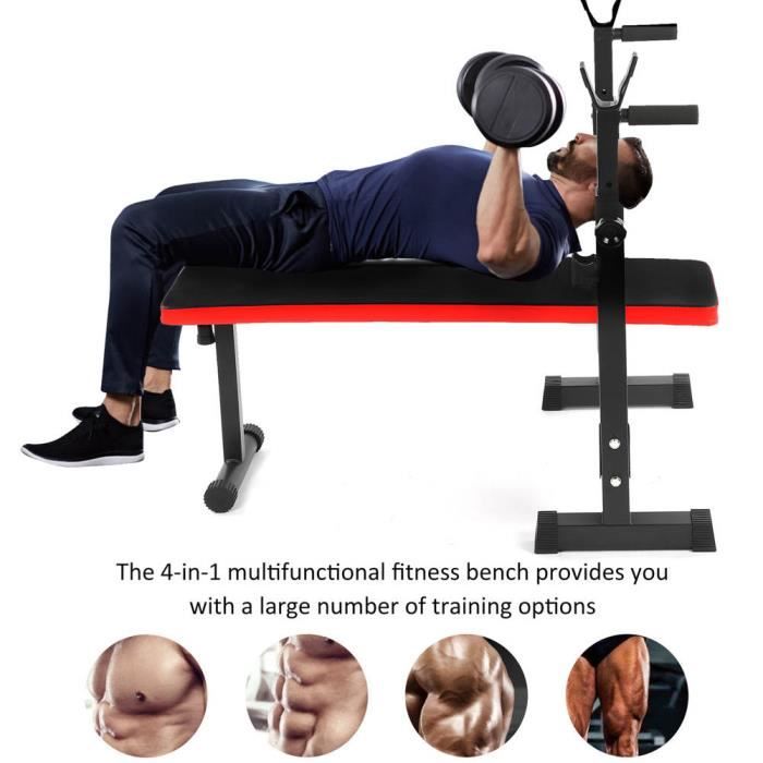 Banc d'entraînement, banc de musculation réglable, avec support de squat Banc d'entraînement pliable, poids 200 kg 4 en 1 pou HB014