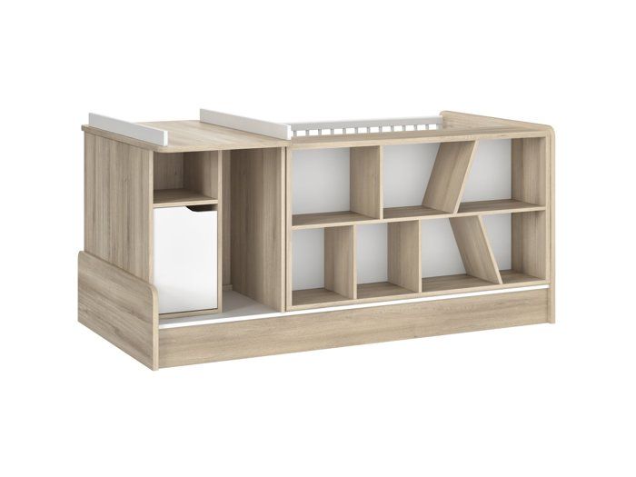 Lit bébé combiné évolutif 70x140cm 5 en 1 bibliothèque au dos SACHA - Sans tiroir