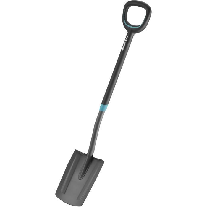GARDENA Bêche à bord droit ErgoLine® – Manche revêtement souple – Poignée ergo en D – Lame acier trempé – Garantie 25 ans (17010-20)