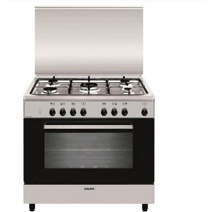 Cuisinière avec four électrique 5 feux en acier inoxydable an965mi6 glem