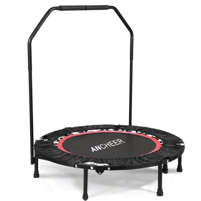ANCHEER Trampoline fitness pliable - Mini trampoline pliable Ø 102 cm - Poignée réglable - Noir et Rouge