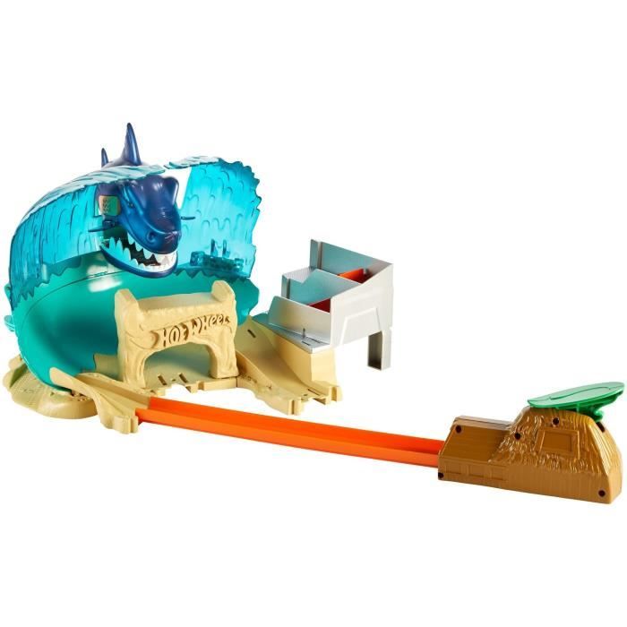 Hot Wheels City Attaque du Requin, coffret de jeu pour petites voitures avec circuit et pistes, Jouet pour enfant, FNB21