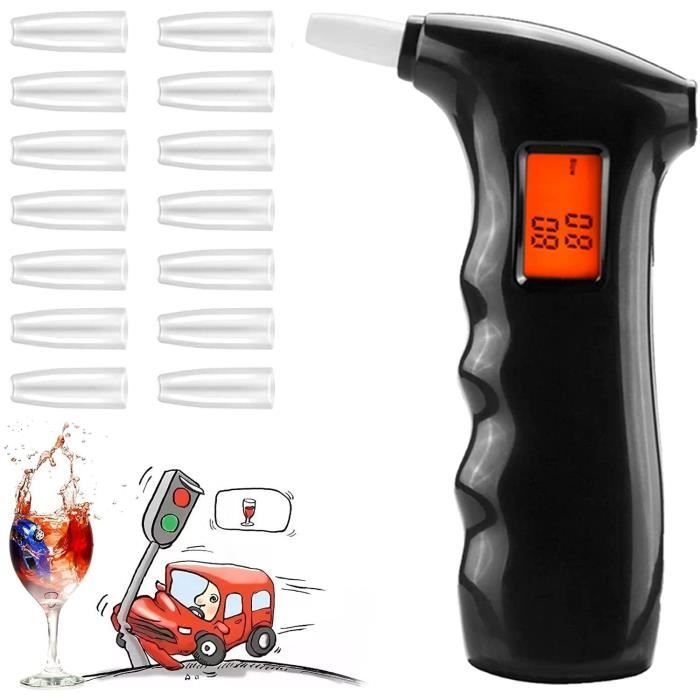 Haute Qualité Éthylotest Alcootest Éthylomètre Testeur Analyseur Alcool Digital Écran LCD 3 Unités avec + 5 Embouts