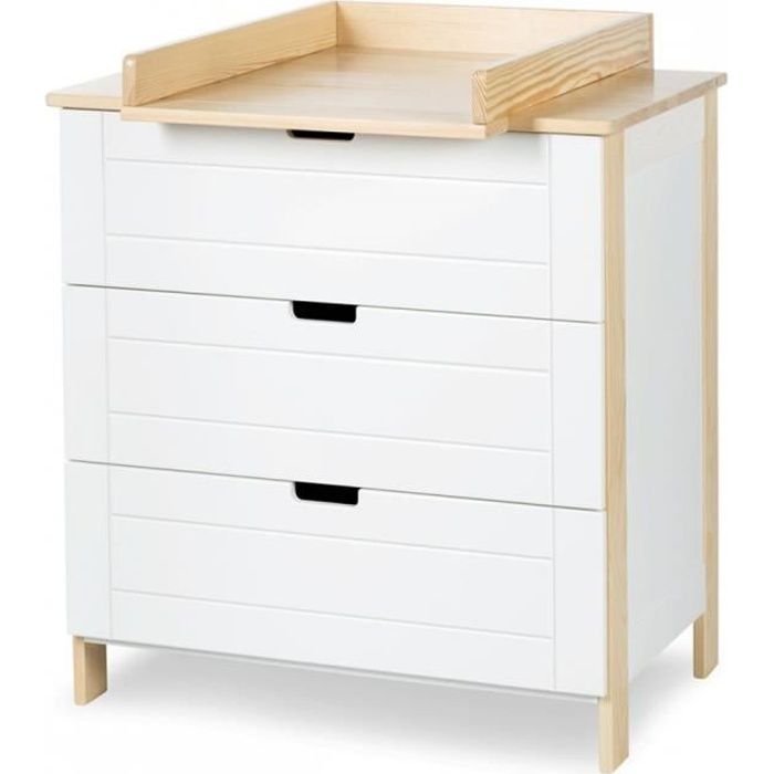 IWO Commode à langer 3 tiroirs + plan à langer amovible