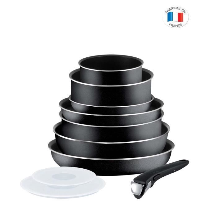 TEFAL L2008802 Ingenio Essential Batterie de cuisine 10p, Poêles, Casseroles, Sauteuse, Tous feux sauf induction, Fabriqué en France
