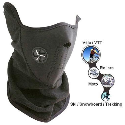 Masque cagoule facial coupe-vent en polaire avec trous respirants pour moto, trottinette, snowboard, ski, vélo, VTT Noir