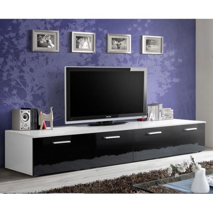 Meuble Tv Design -duo- 200cm Noir & Blanc - Paris Prix
