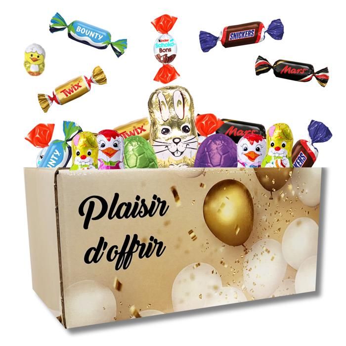 Ballotin Plaisir d'Offrir et son assortiment de 70 chocolats de Pâques : Kinder Schokobons, oeufs et moulages
