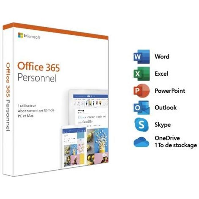 Microsoft Office 365 Personnel - 1 utilisateur - PC ou Mac - 1 an