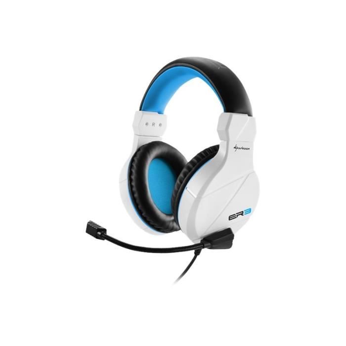 Sharkoon Rush ER3 Casque pleine taille filaire blanc-bleu