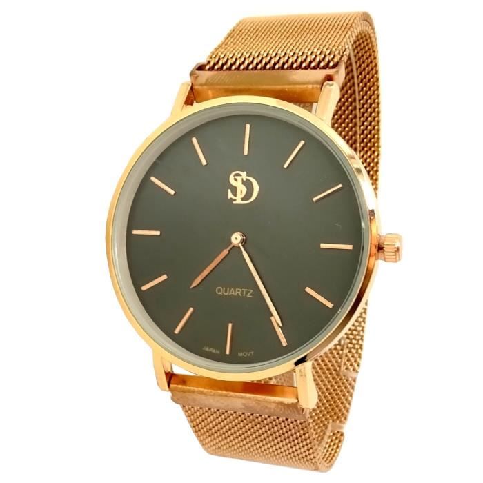 Nouveauté MONTRE BRACELET MAGNÉTIQUE AIMANTÉ LUXE HOMME MAILLE MILANAISE CUIVRÉ