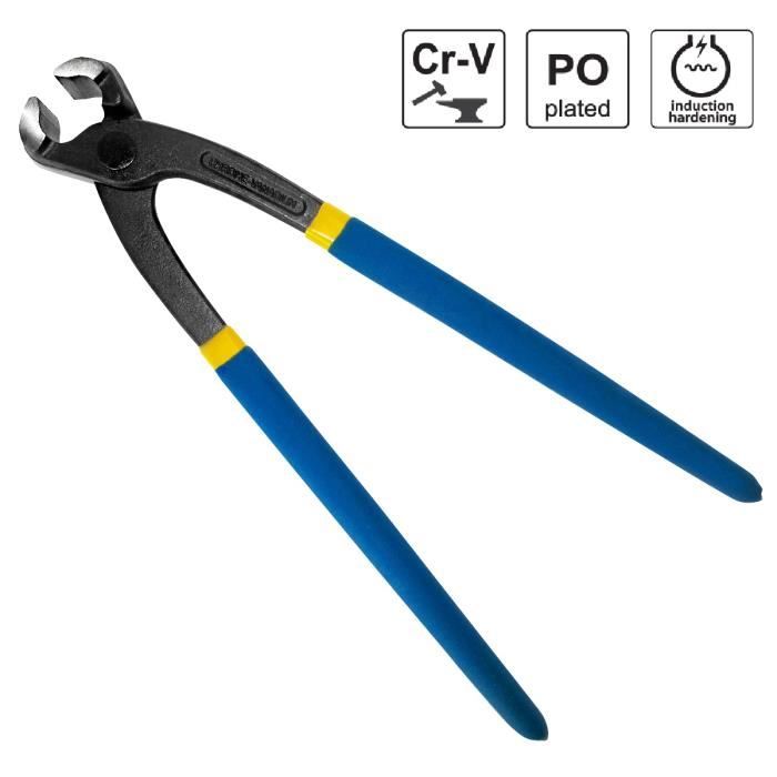 S&R Tenailles en acier chrome-vanadium de haute qualité 280mm, poignées en PVC bleues