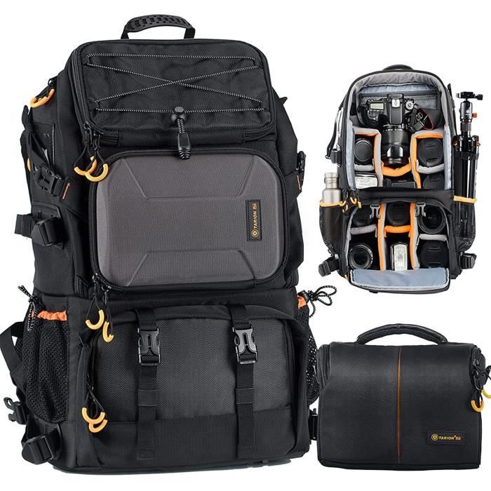 TARION Pro PB-01 Sac Photo Grande Capacite Professionnel Sac a Dos DSLR Camera Multifonctionnel pour 2 Appareils 7 Objectifs,