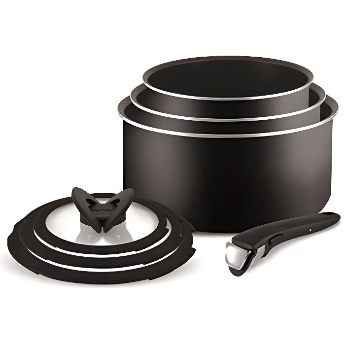 Ensemble de Casserole Tefal Ingenio Essential Anti-adhésive, Noir, 7 pièces L2009042