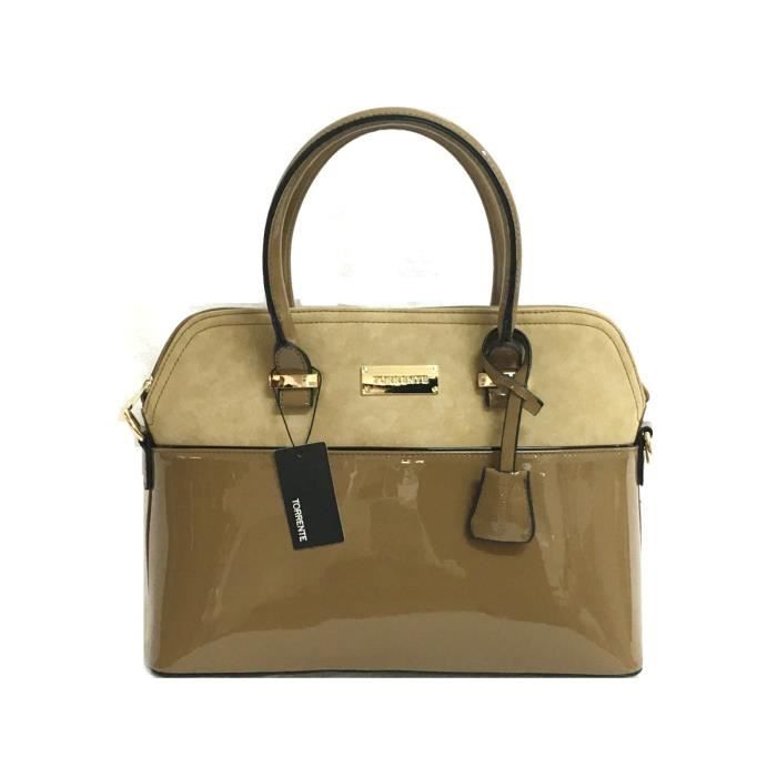 Sac à main verni Torrente - Taupe