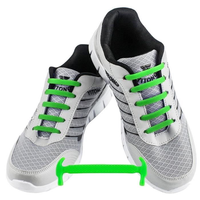 WELKOO® Lacets Elastique en Silicone Sans Lacage Etanche pour Chaussure Adults -12pcs Couleur vert