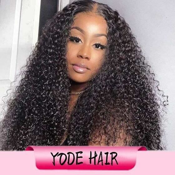 22 pouce 100% cheveux humains 150% densité 13x4 Lace Front Wig High Kinky Curly Naturel