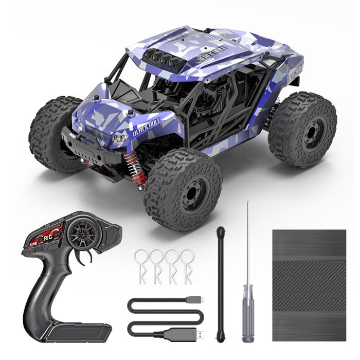 Voiture RC Tout Terrain 1/18 – 20 Km/h, 2 Batteries, LED, 2,4 GHz, Enfant/adulte