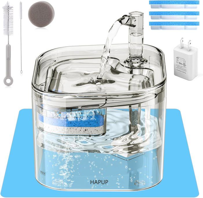 Fontaine à Eau Pour Chat Onalix FT666 Sans Filtre 2,2L - 2 Modes De Débit, Ultra Silencieuse, Arrêt Automatique - Filtration Charbon Actif