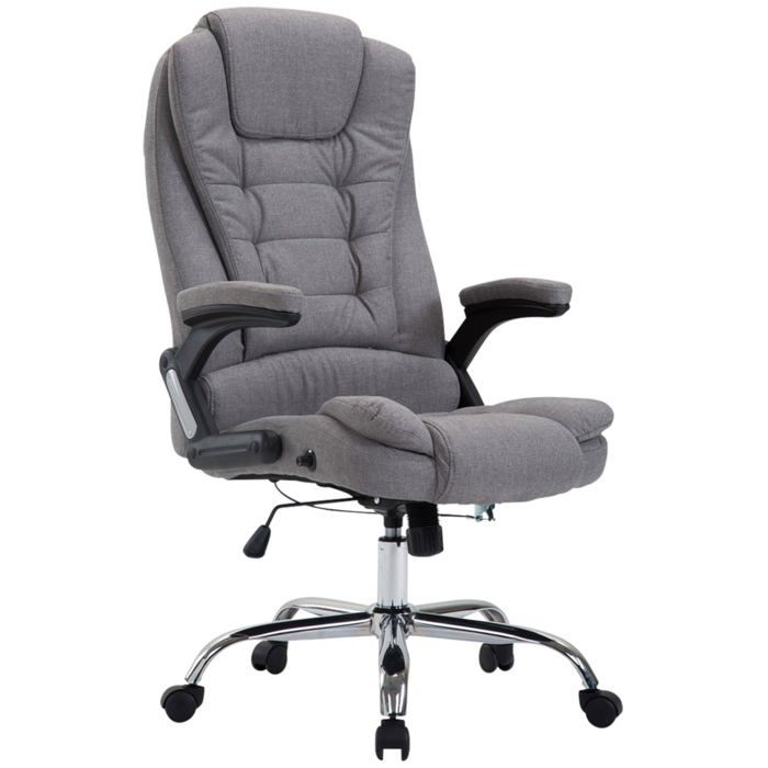 Fauteuil de bureau XXL sur roulettes confortablement rembourres avec accoudoirs en tissu gris et metal chrome 10_0002665 Fauteuil de bureau XXL sur roulettes confortablement rembourres avec accoudoirs en tissu gris et metal chrome 10_0002665