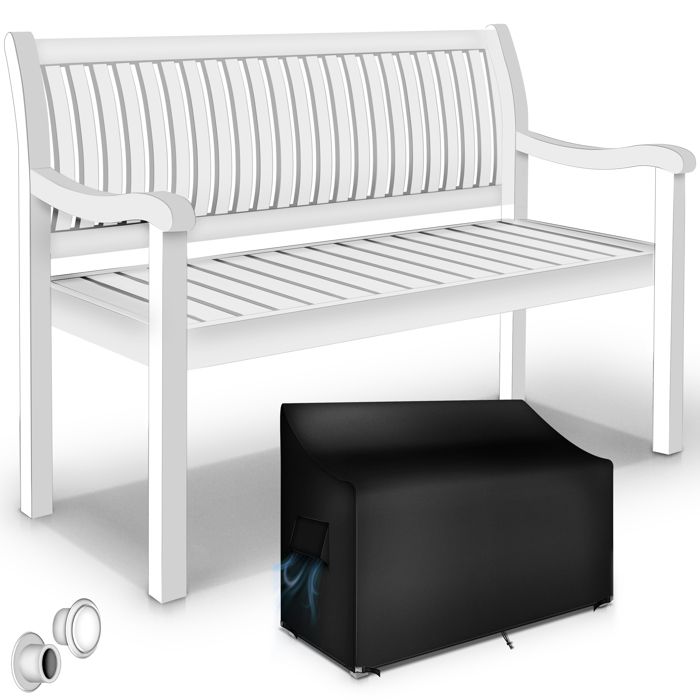 tillvex® Banc de Jardin 125cm Blanc en Bois avec Couverture Solide Banquette 2-3 Places max. 320kg Terrasse Patio Balcon