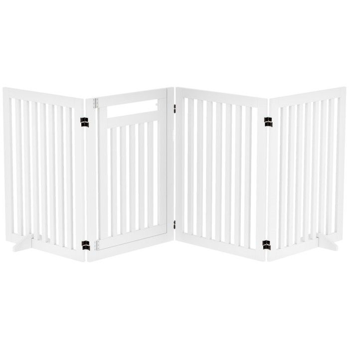 Meilleurs prix pour Barrière Sécurité Chien Escalier 4 Pièces Pliable Autoportante 2 Pieds 81cm Blanche - Sans Perçage Installation Facile