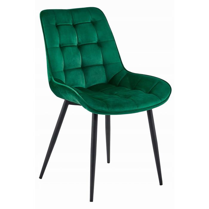 KOMODEE Chaise BERCETO - velours vert foncé / pieds noirs x 1 54x88x60 cm KOMODEE Chaise BERCETO - velours vert foncé / pieds noirs x 1 54x88x60 cm