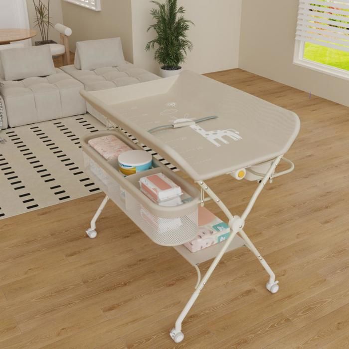 MIPAN.Table à Langer - Commode a langer pour nouveau-né - Pliable+ Réglable Hauteur (83-91cm )- Pour 0-36 Mois - Blanc