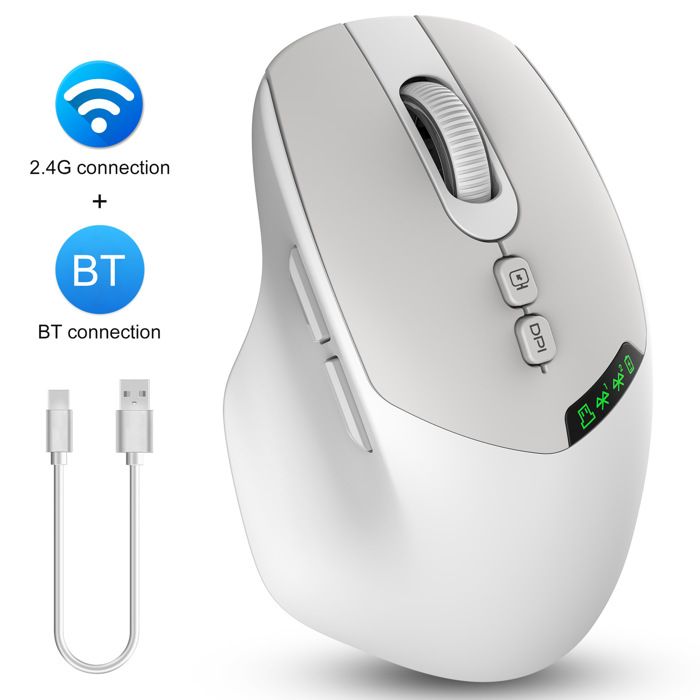 Acheter Souris Sans Fil Rechargeable, Bluetooth, Ergonomique, Usb, Silencieuse, Avec Rétro-éclairage, Rvb, Pour Ordinateur Portable, PC, Ipad