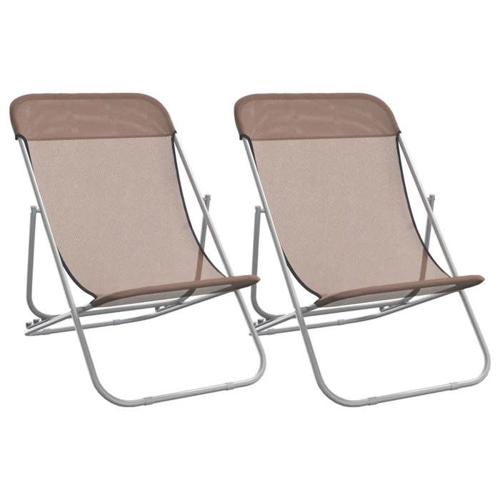 Chaises de plage pliantes - JILL - Lot de 2 - Textilène - Acier enduit poudre - 85x58x83 cm - Réglable 3 positions