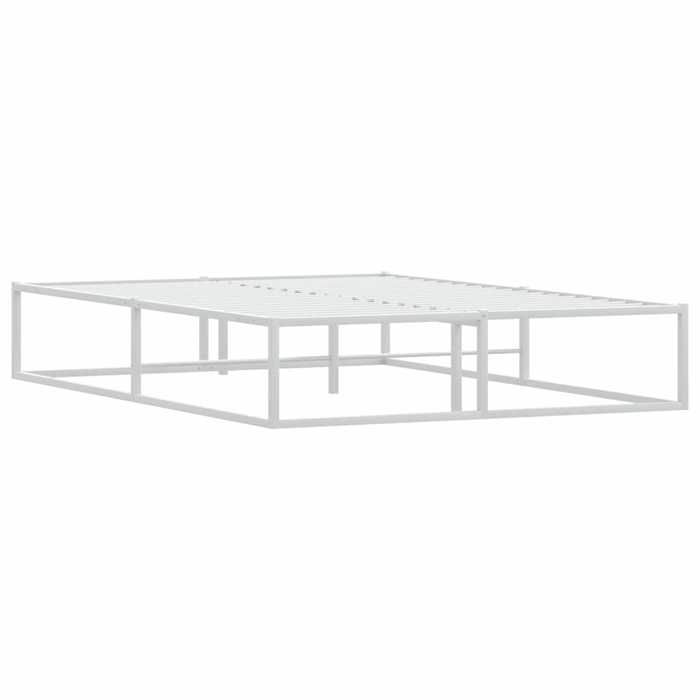 Cadre de lit en métal - UU - 140x200 cm - Blanc - Métal enduit de poudre - Sommier à lattes - Espace de rangement