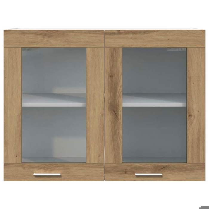 Vitrine suspendue en chêne - WIENS - 80x31x60 cm - Chêne artisanal - Bois dingénierie - Grand espace de rangement