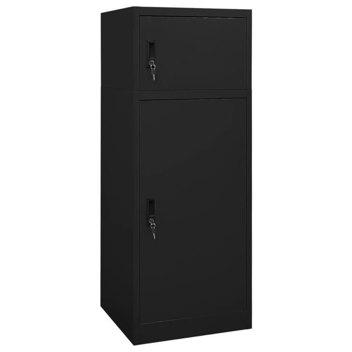 Armoire à selles en acier - vidaXL - Noir - 53x53x150 cm - 2 portes verrouillables - Porte-selle réglable - 4 crochets