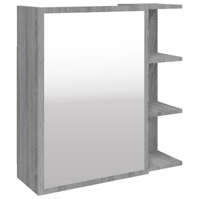 BEST-HOME Meuble rangement - UU - Armoire à miroir de salle de bain Sonoma gris 62 5x20 5x64 cm HH11695